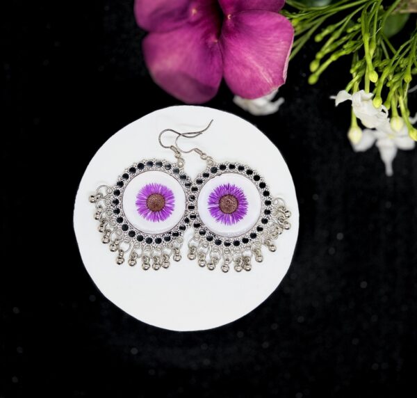 Purple Aster Flower Resin Jhumka earrings