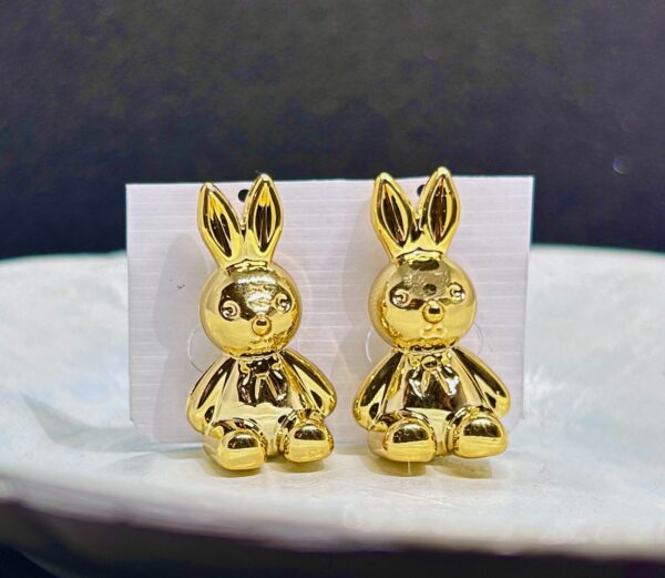 Kawai Korean Golden Bunny Earrings - Image 2