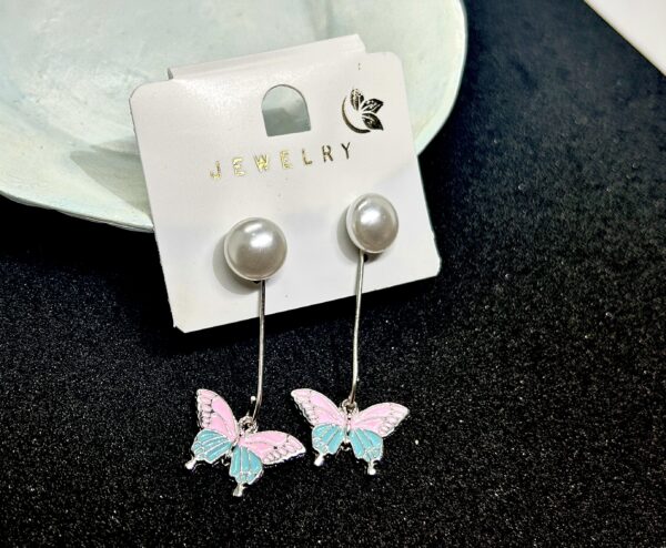 Sofia Korean Pink Butterfly Drop Earrings
