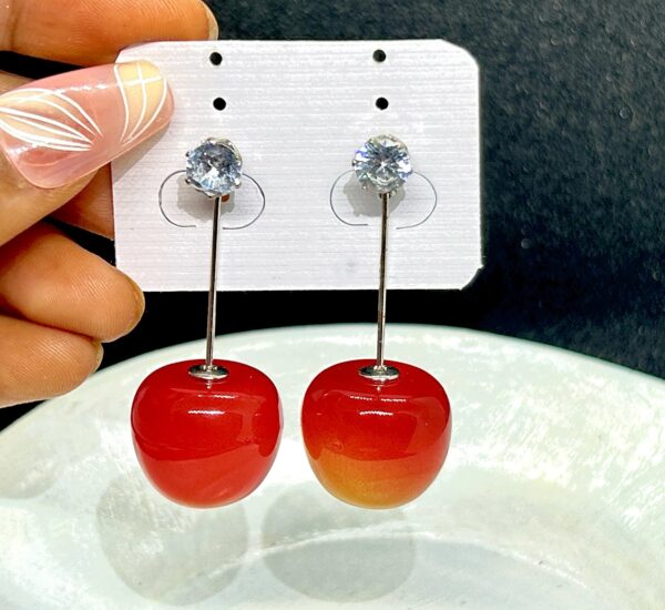 Sakura Korean Orange Cherry Drop Earrings - Image 2