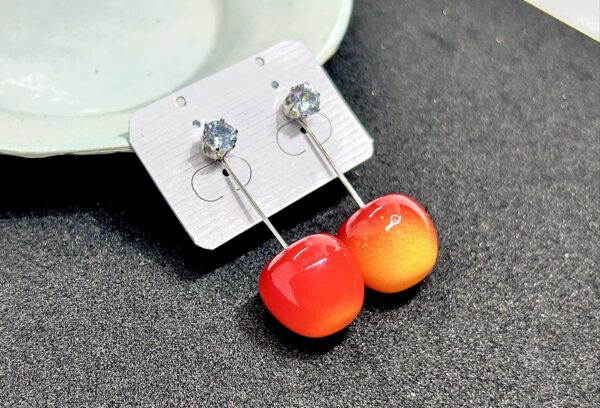Sakura Korean Orange Cherry Drop Earrings