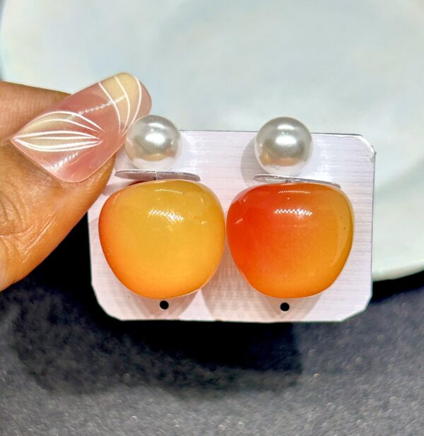Sakura Korean Orange Cherry Stud Earrings - Image 3