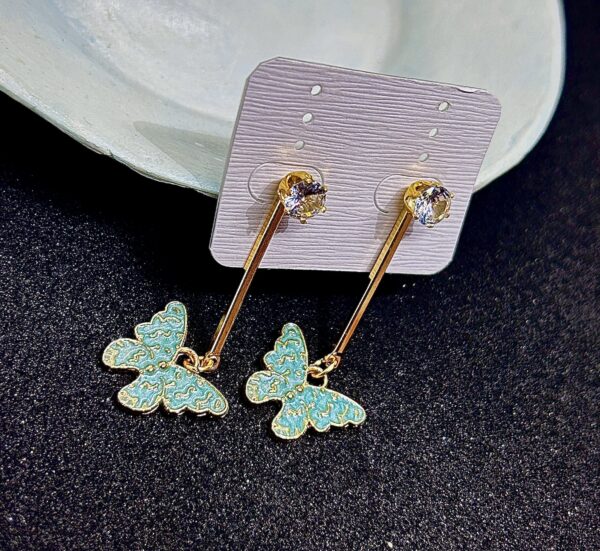 Sofia Korean Green Butterfly Drop Earrings - Image 2