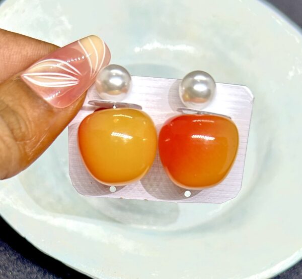 Sakura Korean Orange Cherry Stud Earrings - Image 2