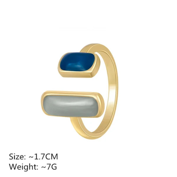 Korean Stone Golden Ring | Platinum Plated - Image 3