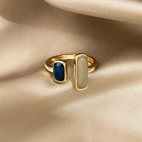 Korean Stone Golden Ring | Platinum Plated - Image 5