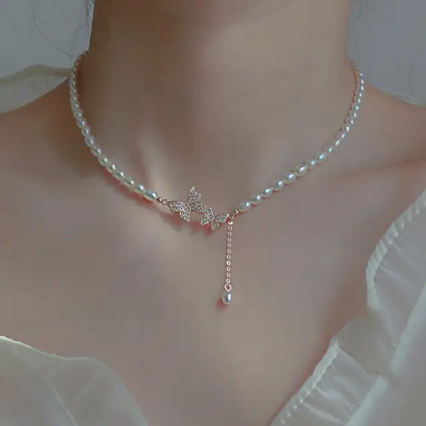 Korean Butterfly Pearl Pendant - Image 4