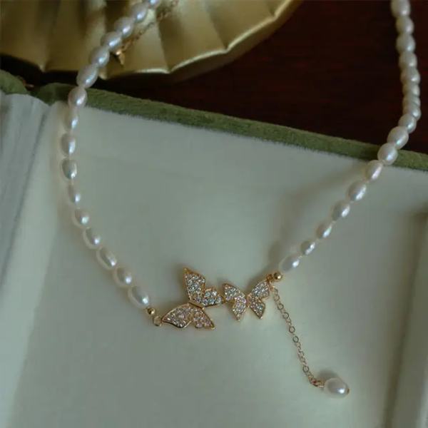 Korean Butterfly Pearl Pendant - Image 6