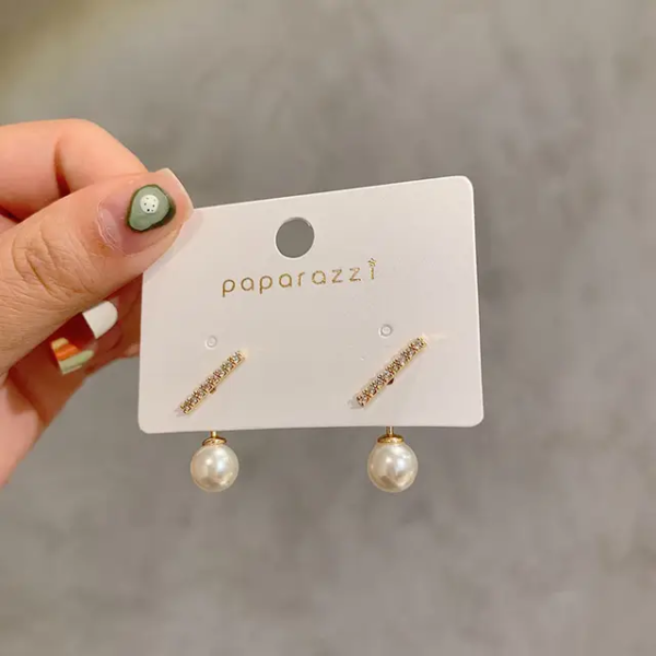 Korean Pearl Gold Plated Drop Earrings - Image 3