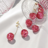 Korean Red Cherry Drop Earrings| Real Flower - Image 5
