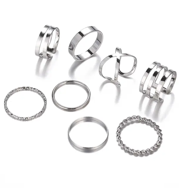 Korean Silver Ring Set of 8 - Image 2