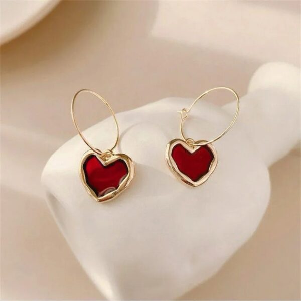Red love heart earrings