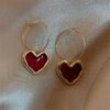 Red love heart earrings - Image 3