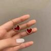 Red love heart earrings - Image 2