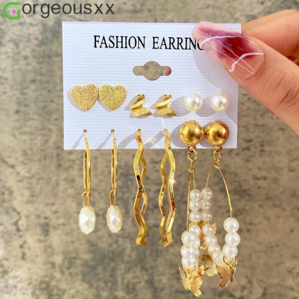 Korean Earrings Set of 6 - Image 5