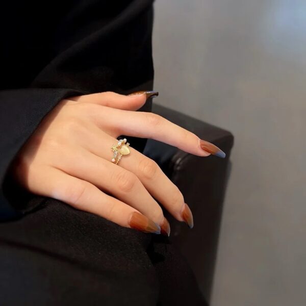 Adjustable Heart Gold Plated Zircon Ring - Image 2