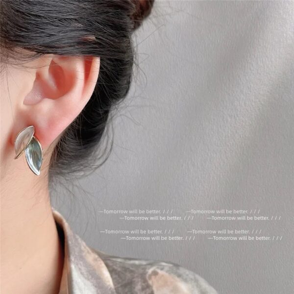 Korean Leaf Earrings - Image 2