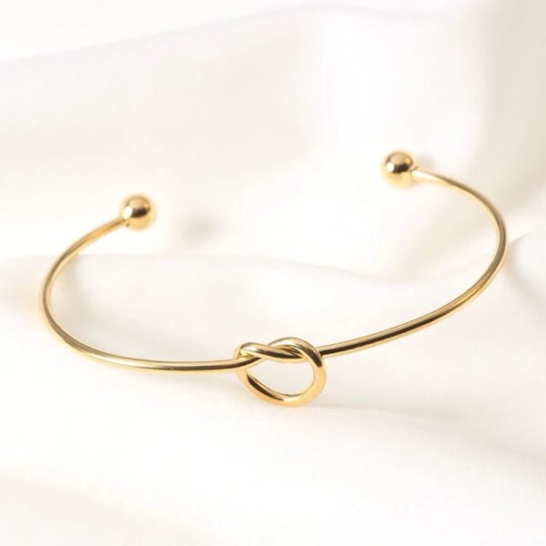 Knot Tie Gold Plated Bangle Bracelet - Image 2