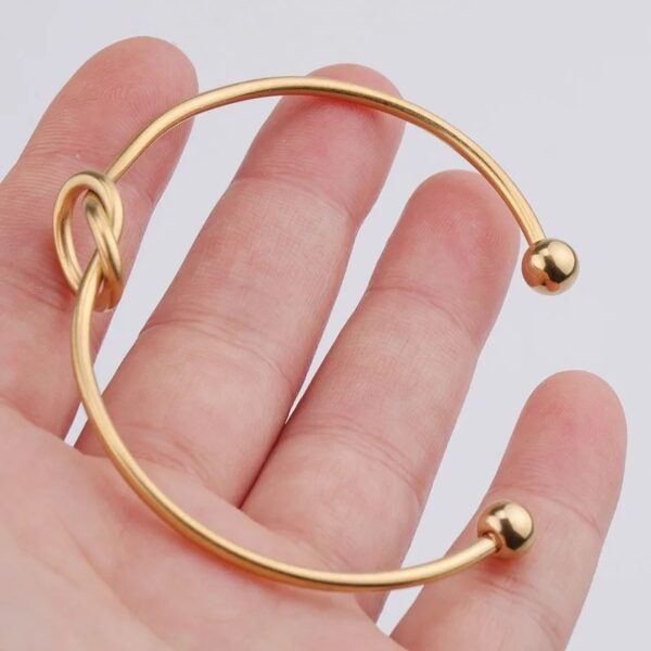 Knot Tie Gold Plated Bangle Bracelet - Image 3