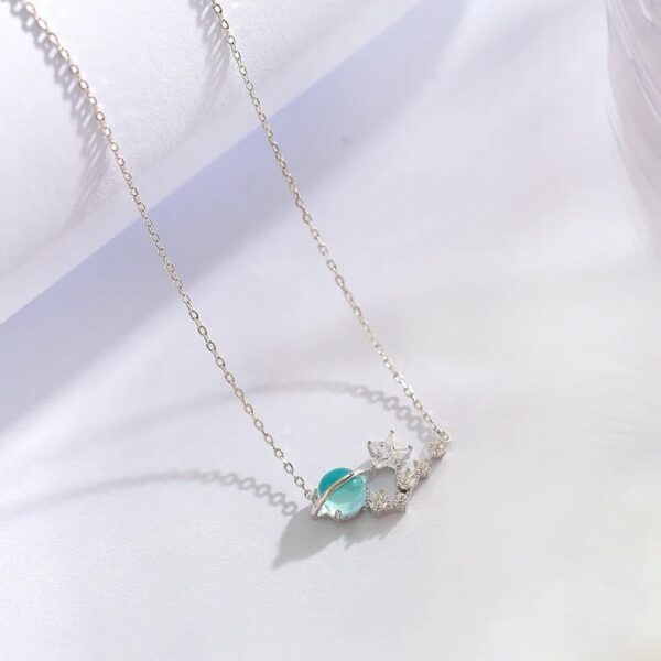 Blue Planet Silver Pendant With Chain - Image 2
