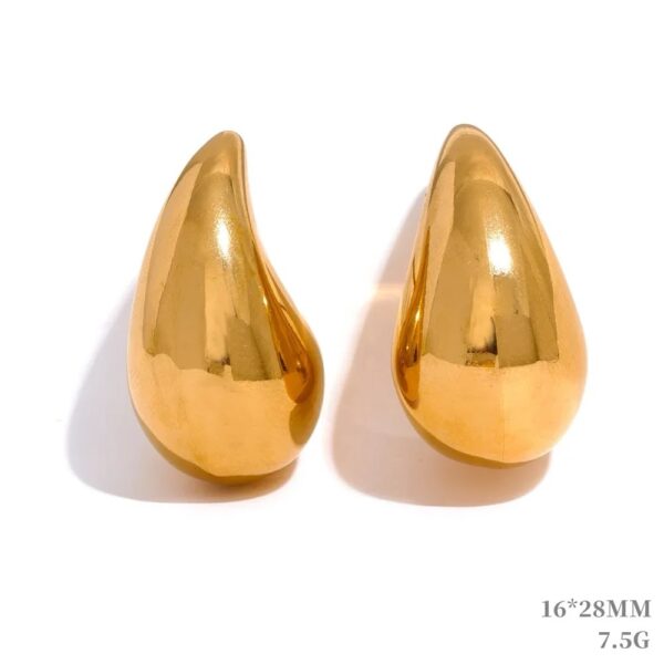 Water Drop Gold Stud Earrings - Image 2