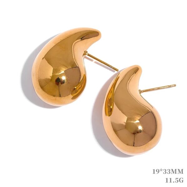 Water Drop Gold Stud Earrings - Image 4