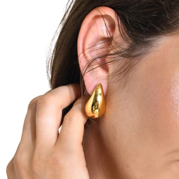 Water Drop Gold Stud Earrings - Image 5