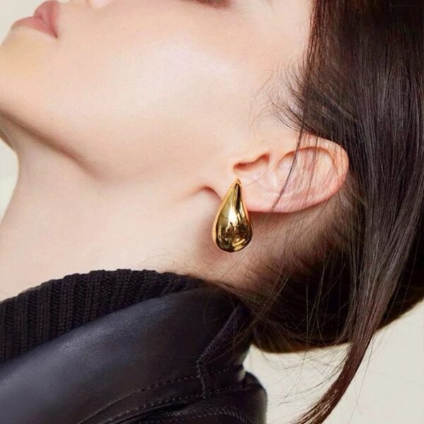 Water Drop Gold Stud Earrings - Image 3