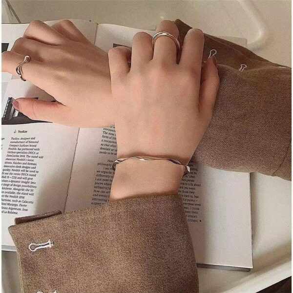 Korean Anti Tarnish Twisted Cuff Bracelet Bangle | Aesthetic Adjustable Jewellery - Image 6