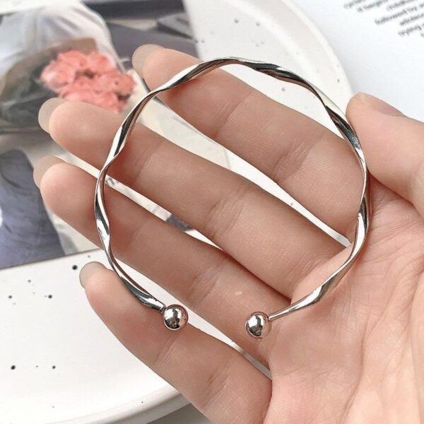 Korean Anti Tarnish Twisted Cuff Bracelet Bangle | Aesthetic Adjustable Jewellery - Image 3