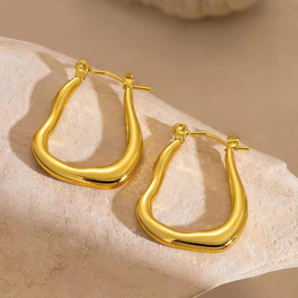 Anti Tarnish Stainless-steel Asymmetric Loop Earrings| Viral Aesthetic Korean Fashion - Image 3