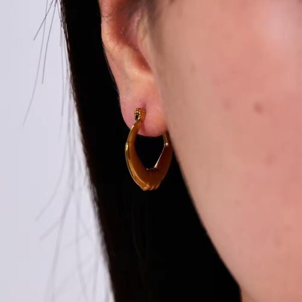 Anti Tarnish Angular Designer Hoop Earrings | Korean Aesthetic Fashion - Image 2