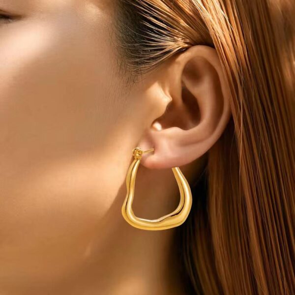 Anti Tarnish Stainless-steel Asymmetric Loop Earrings| Viral Aesthetic Korean Fashion - Image 2
