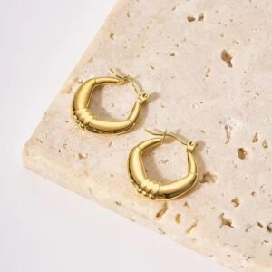 Anti Tarnish Angular Designer Hoop Earrings | Korean Aesthetic Fashion