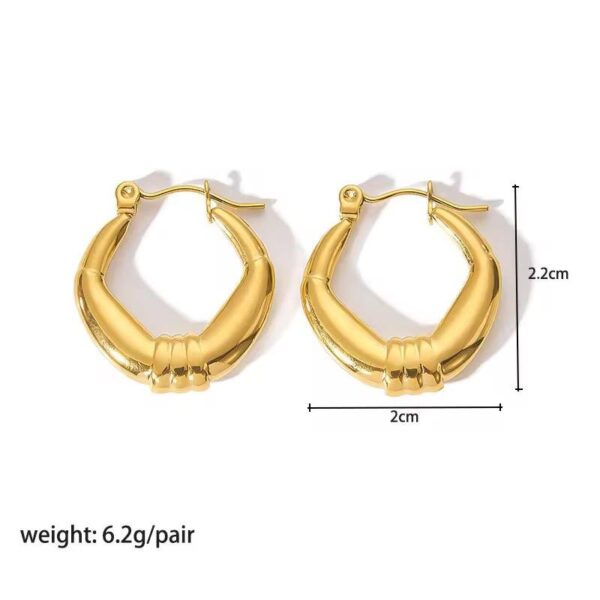 Anti Tarnish Angular Designer Hoop Earrings | Korean Aesthetic Fashion - Image 5