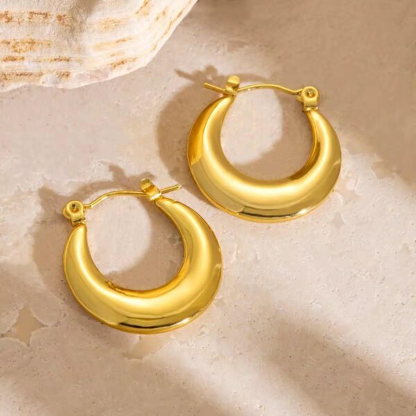 Anti Tarnish SS Semi Circular Hoop Earrings | - Image 3