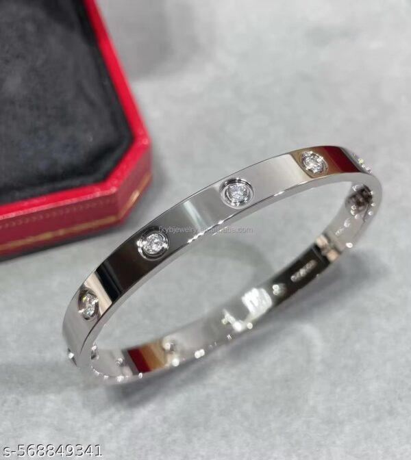 Cartier Inspired Silver Rhinestone Bracelet- stainless steel anti tarnish - waterproof bangle style bracelet - Image 2