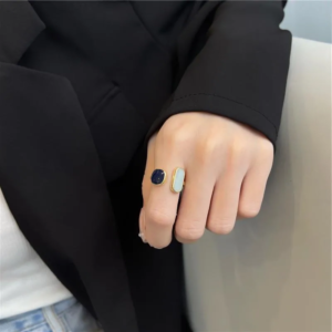 Dual Colour Enameled Gold Plated Adjustable Ring