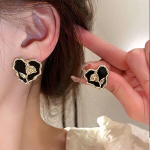 Anti-Tarnish Black & Gold Rose Studs