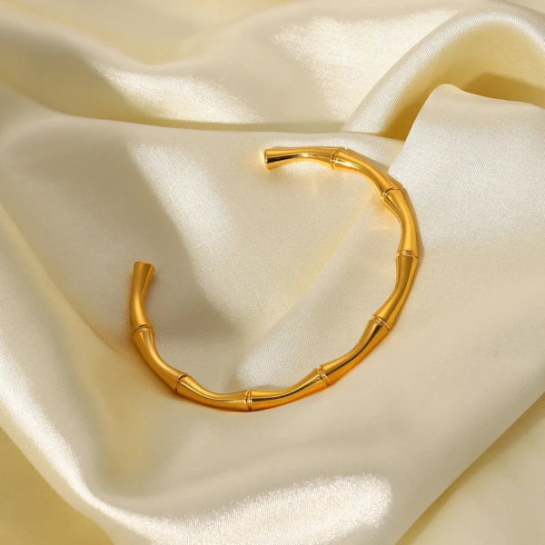 Anti-Tarnish Lucky Bamboo Adjustable Gold Bracelet - Image 4