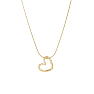Anti-Tarnish Stainless Steel Hollow Heart Pendant with Round Snake Chain