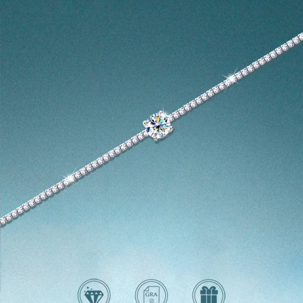Silver Round Rhinestone Bracelet - Image 4