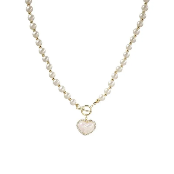 Pearl Zircon Heart Necklace - Image 2