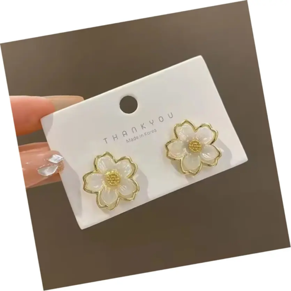 Korean Sparkling Flower Studs - Image 2