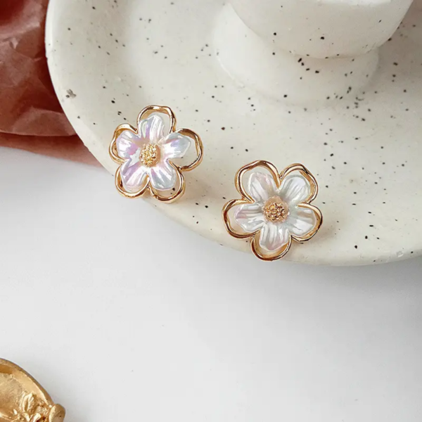Korean Sparkling Flower Studs - Image 3