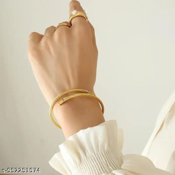 Korean 18k Gold Plated Anti-Tarnish Elastic Bracelet | Viral Aesthetic Korean Fashion | Elegant Trendy Jewellery - Image 3