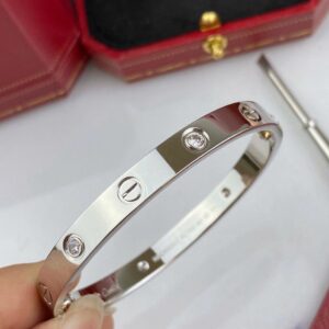 Cartier Inspired Silver Rhinestone Bracelet- stainless steel anti tarnish - waterproof bangle style bracelet