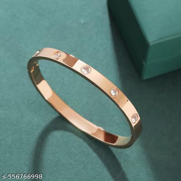 Anti tarnish stainless steel viral bangle bracelet rose Gold Color with rhinestones - Image 3