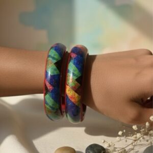 Turkish Floral Metal Bangle Set of -6 - 2.4