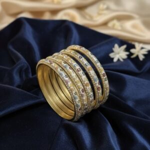 Turkish Floral Metal Multicolour Bangle set of - 4